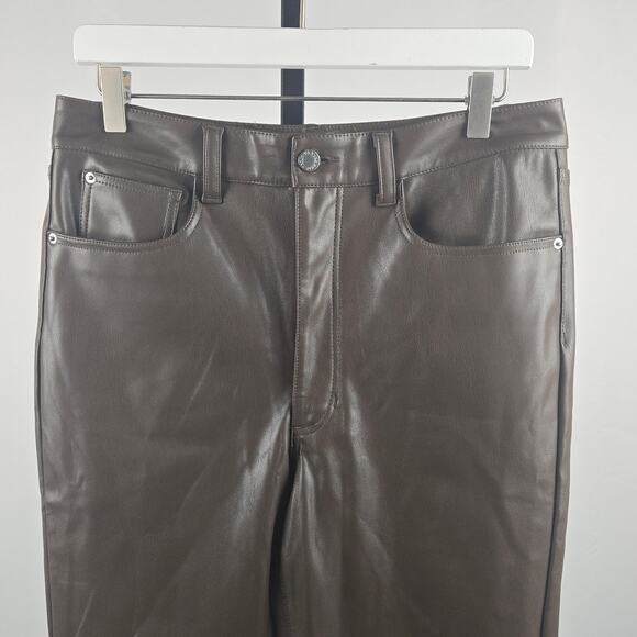 WeWoreWhat Vegan Leather Flare Pant in Brown Size 30 - Picture 3 of 9